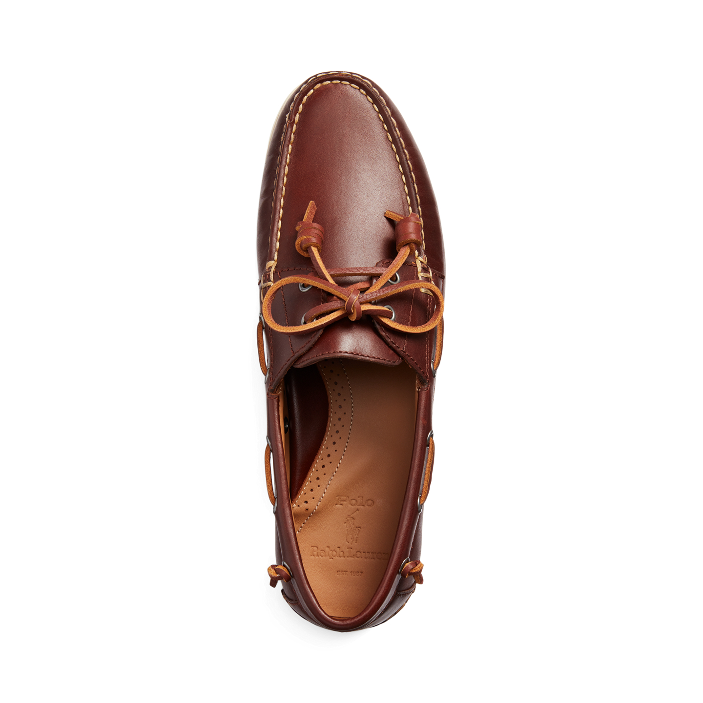 Мужские туфли Ralph Lauren Merton Leather Boat, цвет: Седельно-коричневый рыжевато-коричневый — фото 3