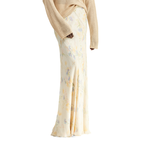 Parchment Jacqueline Floral Silk Skirt Ralph Lauren Collection 3