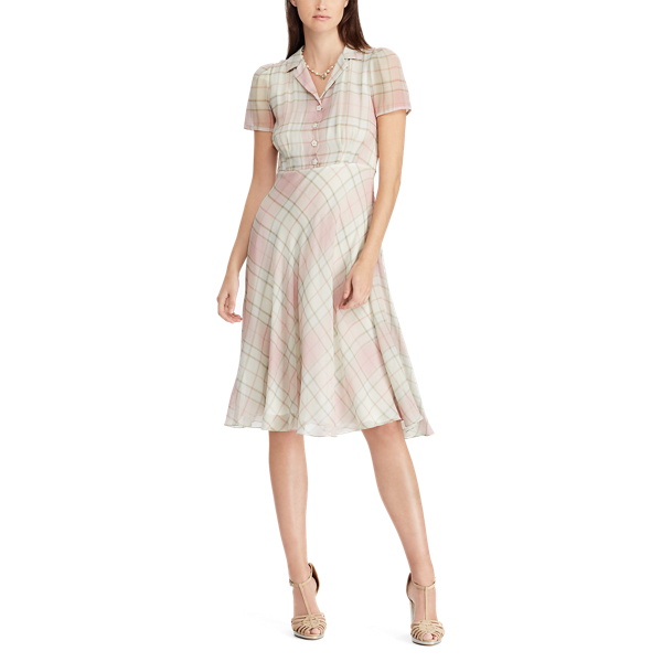 Georgette-Kleid Florentina Ralph Lauren Collection in Ros&eacute;/Ecru 2