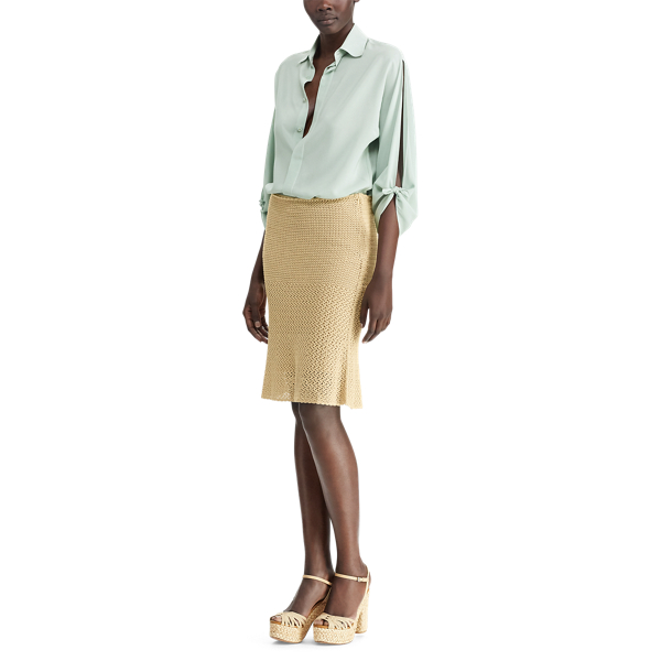 Artic Mint Karen Silk Crepe Blouse Ralph Lauren Collection 2