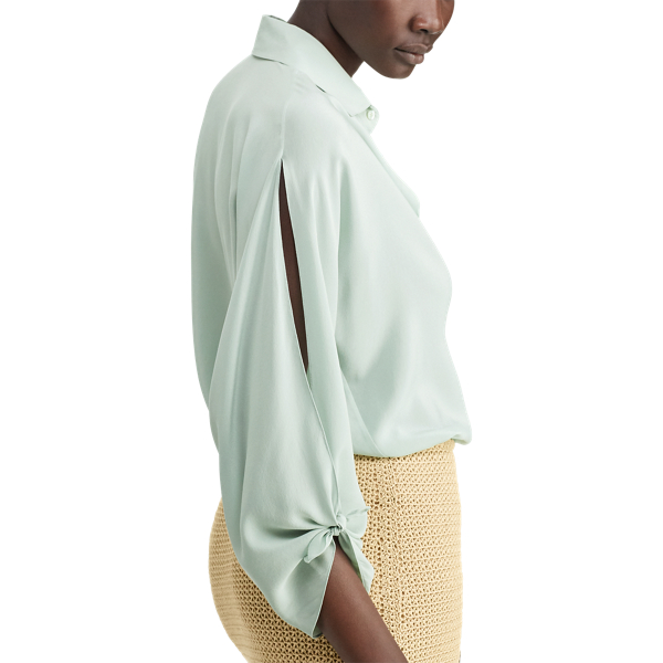 Artic Mint Karen Silk Crepe Blouse Ralph Lauren Collection 4