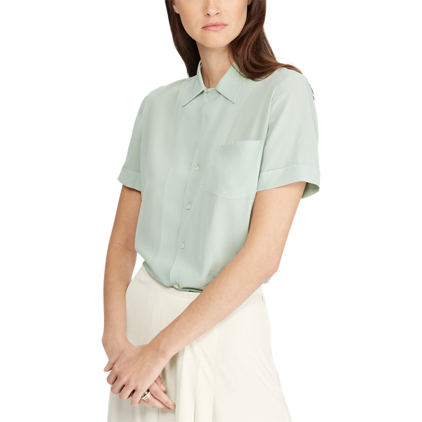Artic Mint Martina Silk Crepe Blouse Ralph Lauren Collection 3