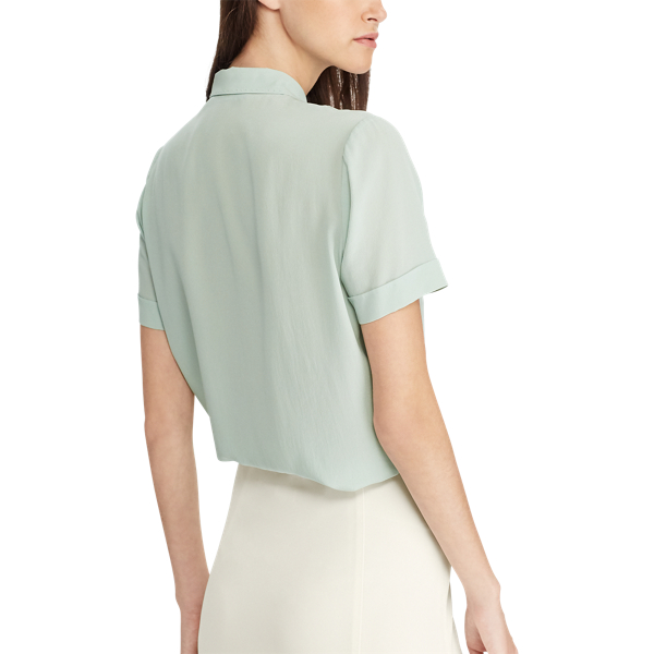 Artic Mint Martina Silk Crepe Blouse Ralph Lauren Collection 4