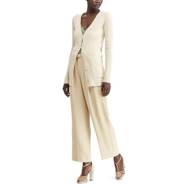 Vanilla Merino-Silk V-Neck Cardigan Ralph Lauren Collection 2