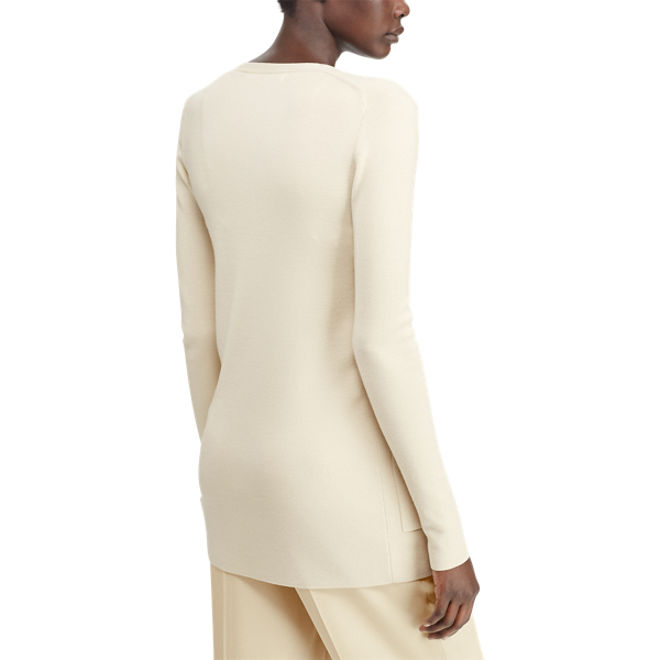 Vanilla Merino-Silk V-Neck Cardigan Ralph Lauren Collection 4