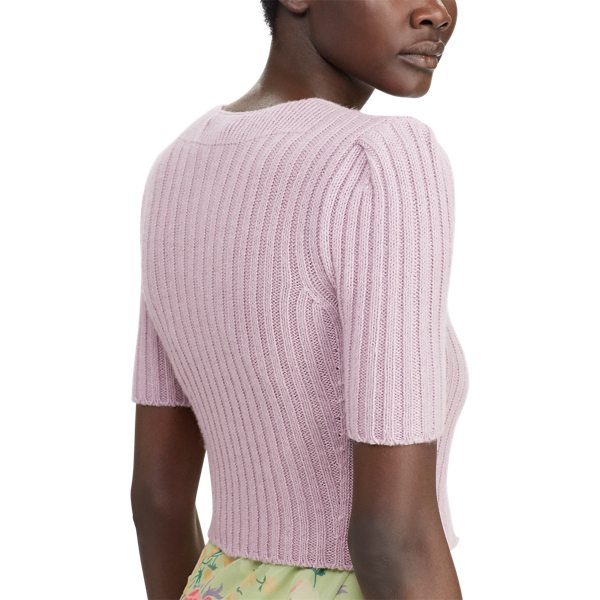 Cardigan rigato in cashmere e lino Ralph Lauren Collection in Lilla vintage 4