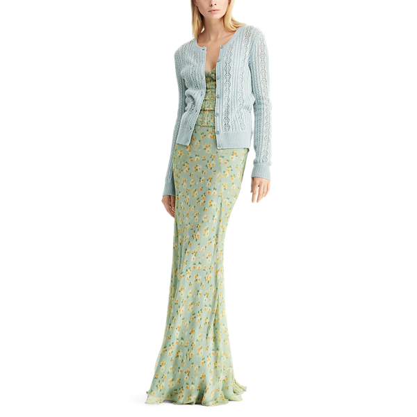 Vintage Blue Pointelle-Knit Cardigan Ralph Lauren Collection 2