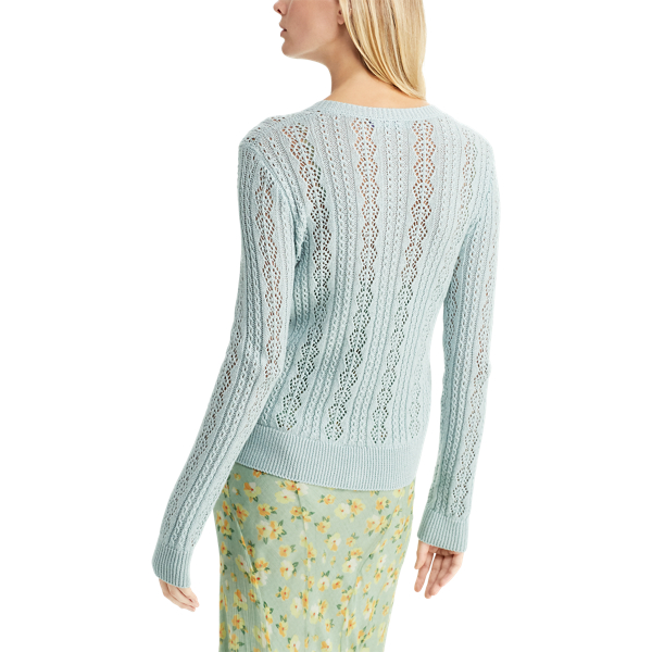 Vintage Blue Pointelle-Knit Cardigan Ralph Lauren Collection 4