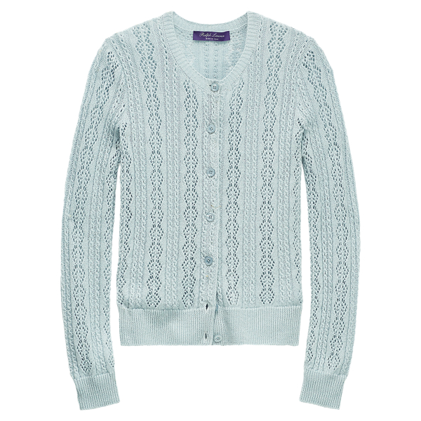 Vintage Blue Pointelle-Knit Cardigan Ralph Lauren Collection 1