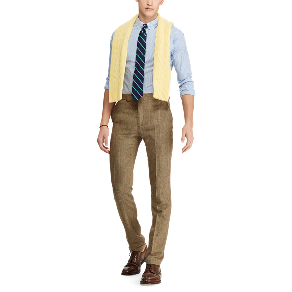 Bro/Tan W/Green And Oran Polo Tick-Weave Suit Trouser Polo Ralph Lauren 3