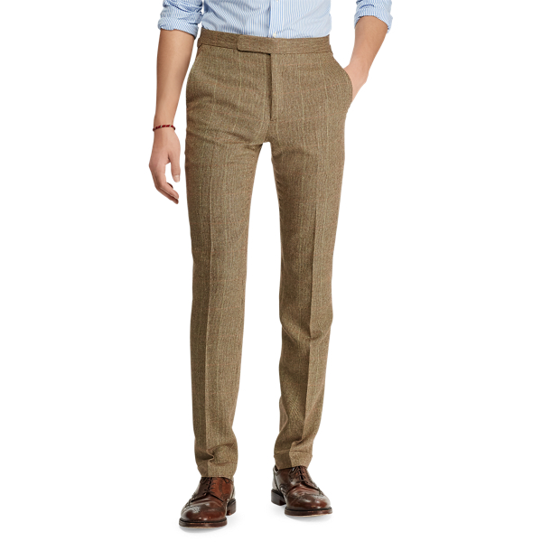 Bro/Tan W/Green And Oran Polo Tick-Weave Suit Trouser Polo Ralph Lauren 4