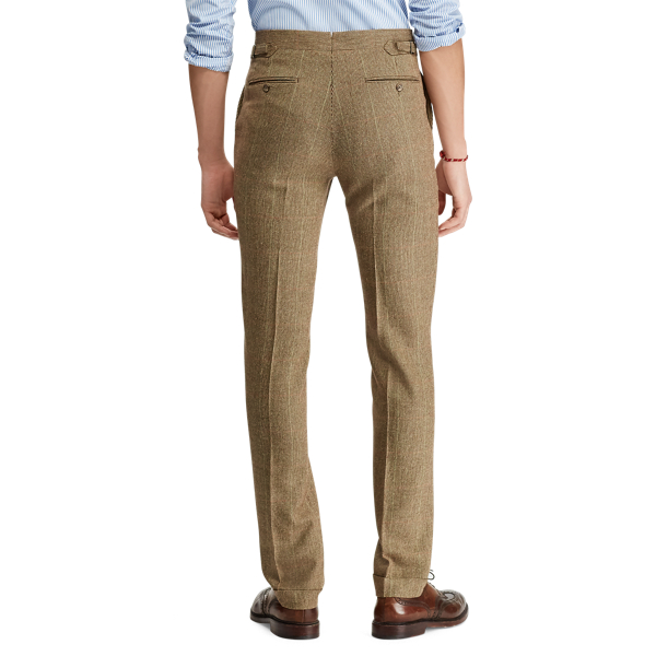 Bro/Tan W/Green And Oran Polo Tick-Weave Suit Trouser Polo Ralph Lauren 5