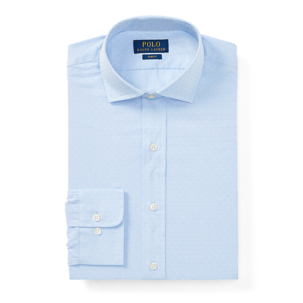 Blue/White Slim Fit Jacquard Shirt Polo Ralph Lauren 4