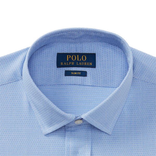 Azure/White Slim Fit Patterned Dobby Shirt Polo Ralph Lauren 3