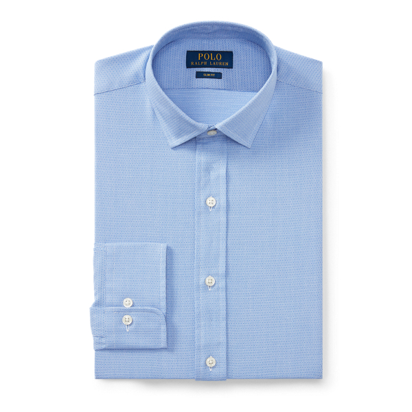 Azure/White Slim Fit Patterned Dobby Shirt Polo Ralph Lauren 5