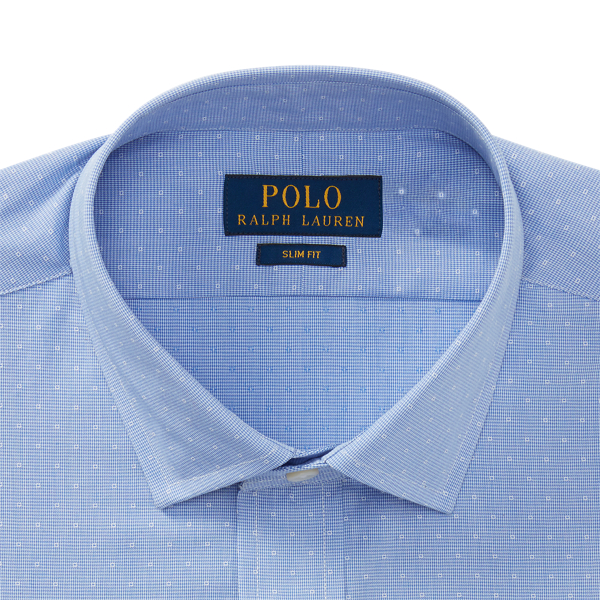 Sky Blue/White Slim Fit Patterned Dobby Shirt Polo Ralph Lauren 3