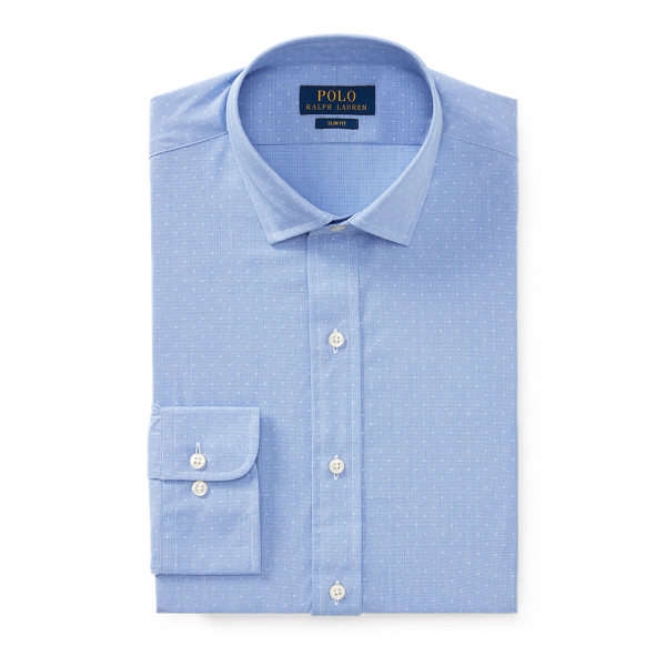 Sky Blue/White Slim Fit Patterned Dobby Shirt Polo Ralph Lauren 4