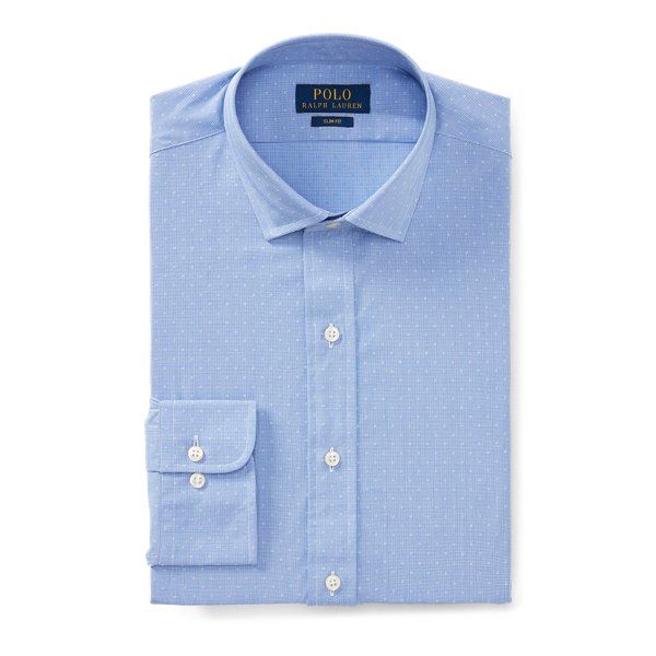 Sky Blue/White Slim Fit Patterned Dobby Shirt Polo Ralph Lauren 5