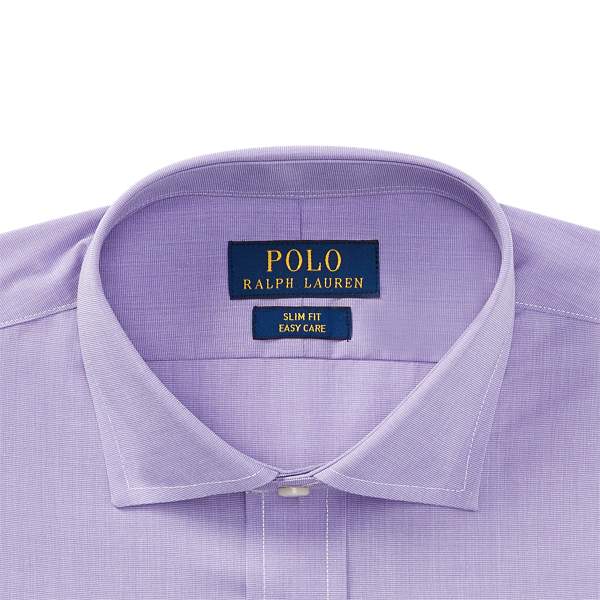 Camicia fil-&agrave;-fil Slim-Fit Polo Ralph Lauren in Lavanda/Bianco 3