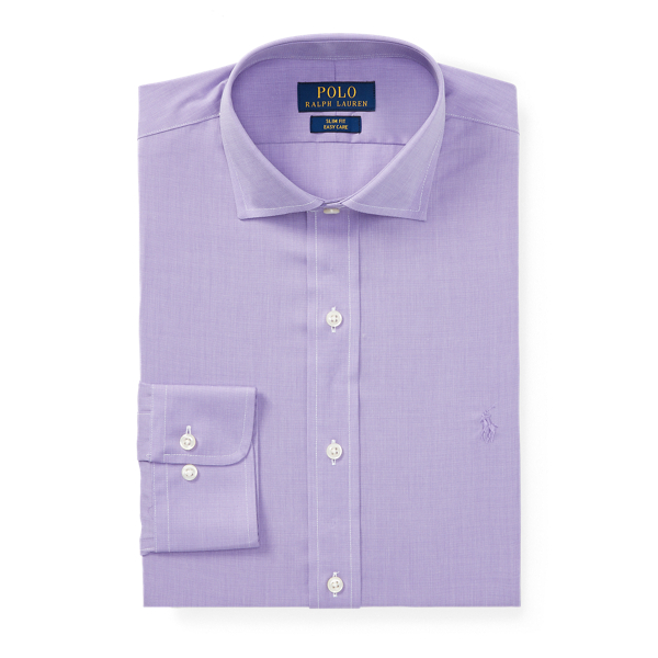 Camicia fil-&agrave;-fil Slim-Fit Polo Ralph Lauren in Lavanda/Bianco 4