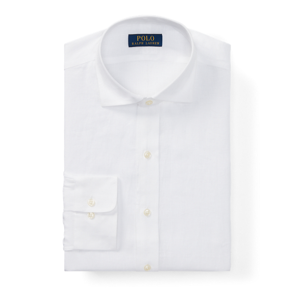 White Classic Fit Linen Dress Shirt Polo Ralph Lauren 4