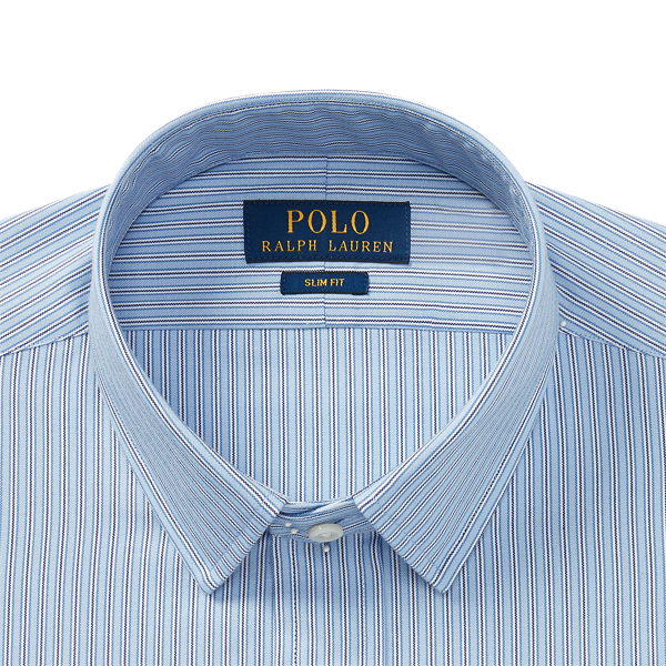 Blue/White Slim Fit Striped Oxford Shirt Polo Ralph Lauren 3
