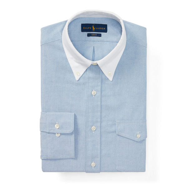 Blue Slim Fit Cotton Oxford Shirt Polo Ralph Lauren 4