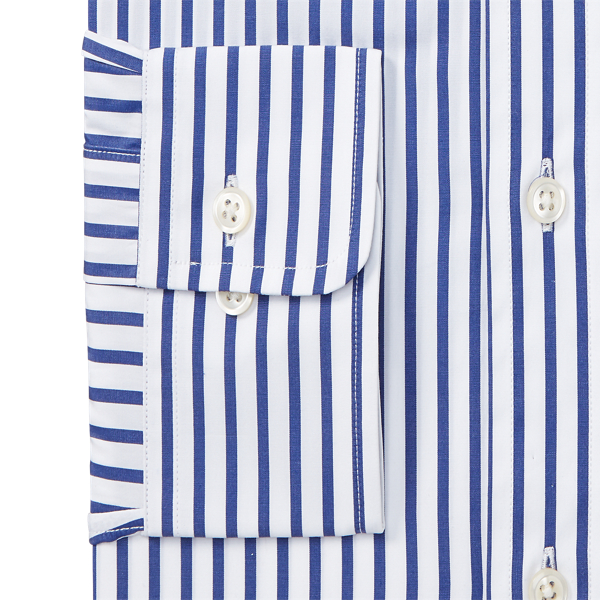 Navy/White Slim Fit Striped Poplin Shirt Polo Ralph Lauren 2