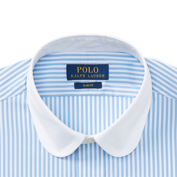 Force Blue/White Slim Fit Striped Poplin Shirt Polo Ralph Lauren 3
