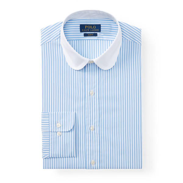 Force Blue/White Slim Fit Striped Poplin Shirt Polo Ralph Lauren 4