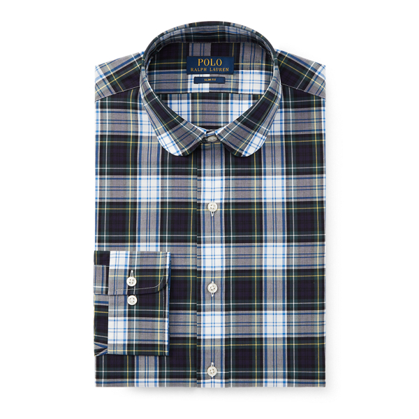 Forest/Yelow Multi Slim Fit Plaid Poplin Shirt Polo Ralph Lauren 4