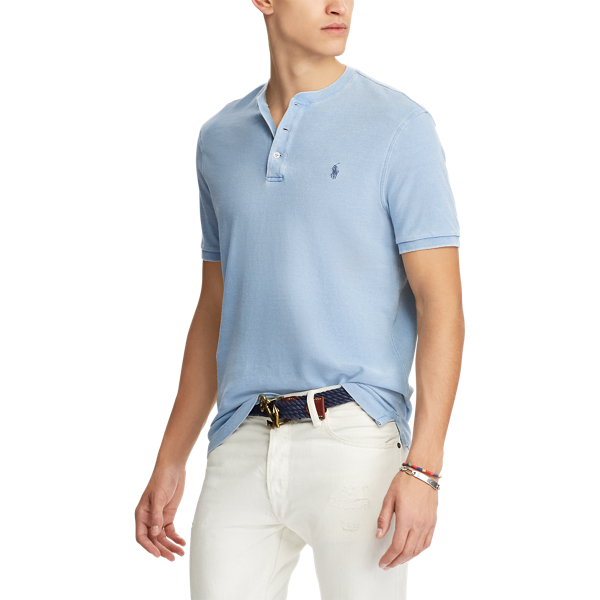 Featherweight Mesh Henley Big & Tall em Light Indigo 3