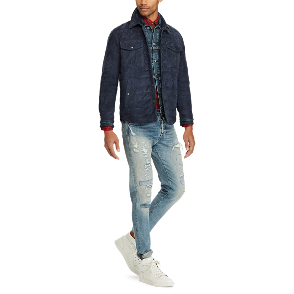 Aviator Navy Quilted Suede Down Jacket Polo Ralph Lauren 3