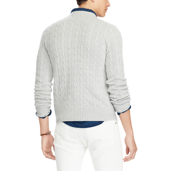 Kaschmirpullover mit Zopfmuster Polo Ralph Lauren in K&uuml;hles Grau meliert 4