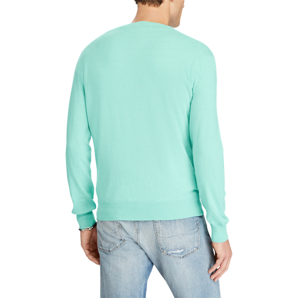 Bayside Green Heather Slim Fit Cotton V-Neck&nbsp;Jumper Polo Ralph Lauren 4