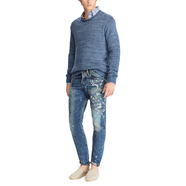 Denim Blue Marl Cotton Rollneck Sweater Polo Ralph Lauren 3