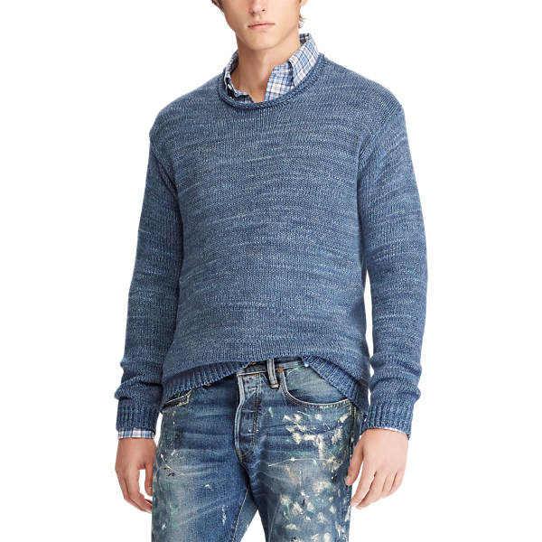 Denim Blue Marl Cotton Rollneck Sweater Polo Ralph Lauren 4