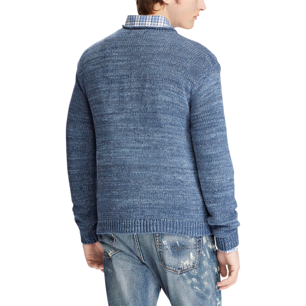 Denim Blue Marl Cotton Rollneck Sweater Polo Ralph Lauren 5