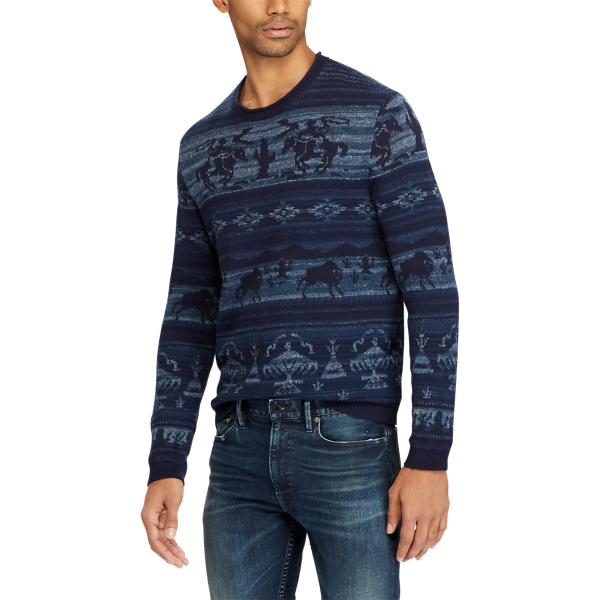 Navy Intarsia Cotton-Blend Jumper Polo Ralph Lauren 4