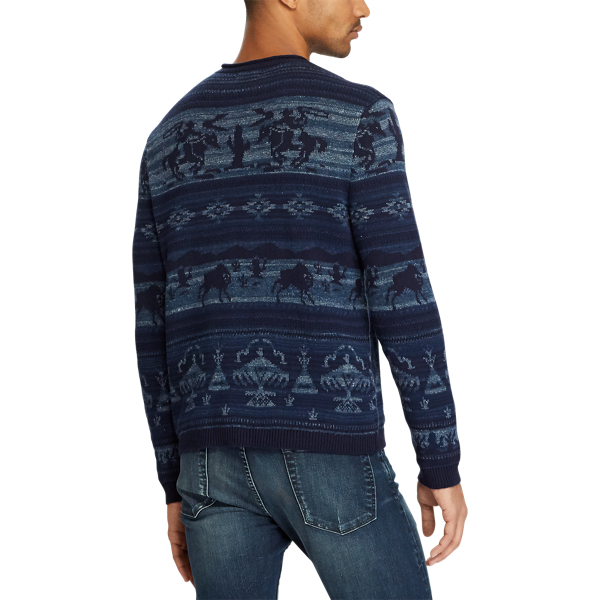 Navy Intarsia Cotton-Blend Jumper Polo Ralph Lauren 5