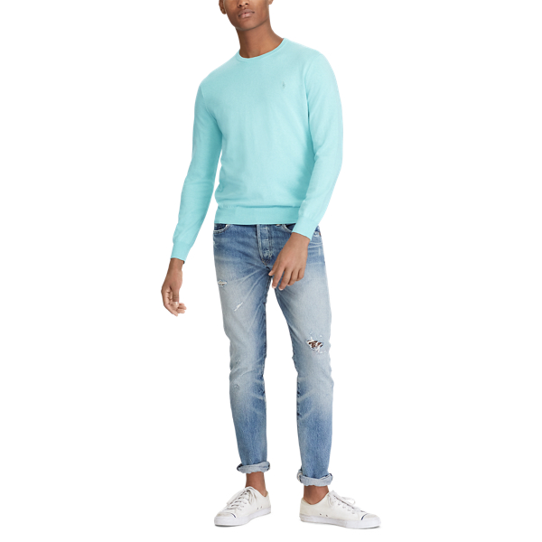Pull cintr&eacute; en coton Polo Ralph Lauren en Vert estuaire chin&eacute; 2