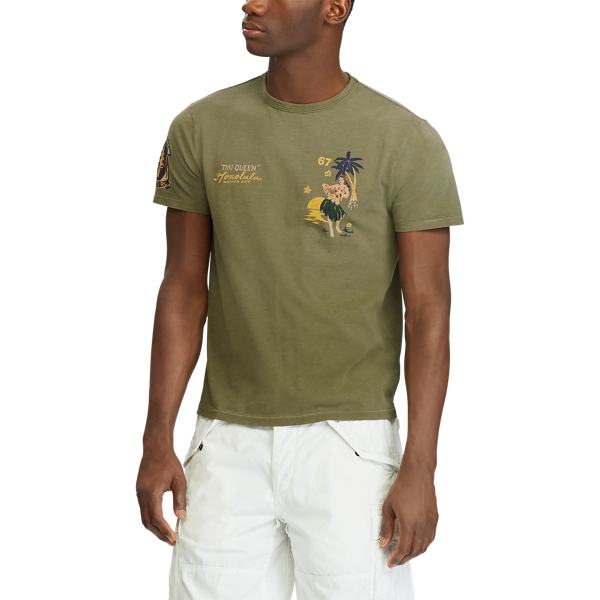 T-shirt ultra cintr&eacute; en coton Polo Ralph Lauren en Canopy Olive 4
