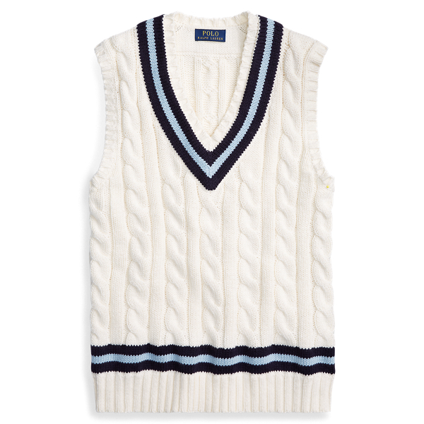 Cream And Blue Cotton Cricket Sweater Vest Polo Ralph Lauren 2