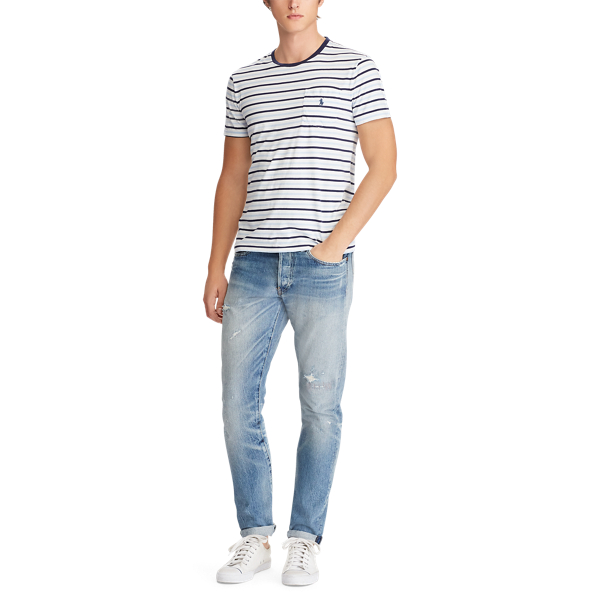 Austin Blue Multi Custom Slim Fit Cotton T-Shirt Polo Ralph Lauren 2