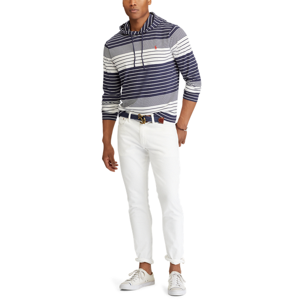 Navy/Classic Oxf White Striped Cotton Hooded T-Shirt Polo Ralph Lauren 3