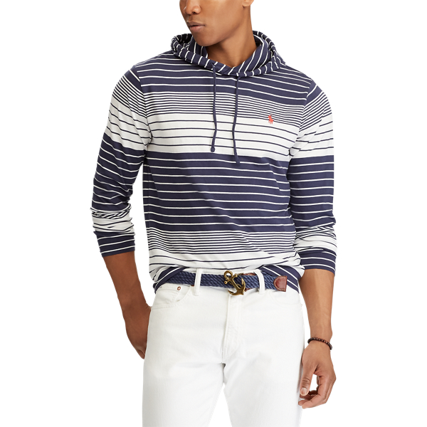 Navy/Classic Oxf White Striped Cotton Hooded T-Shirt Polo Ralph Lauren 4