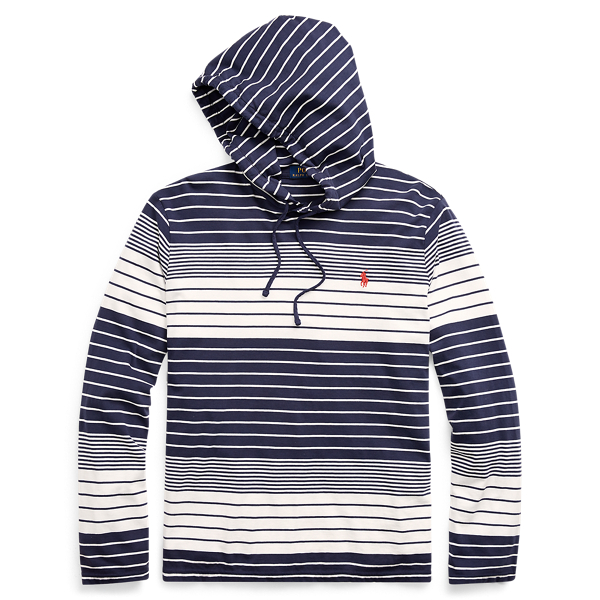Navy/Classic Oxf White Striped Cotton Hooded T-Shirt Polo Ralph Lauren 2