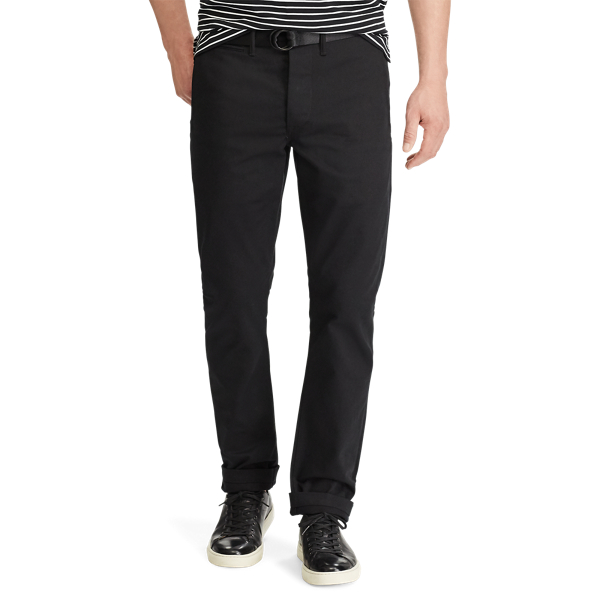 Straight-Fit Selvedge-Chino Polo Ralph Lauren in Black 3