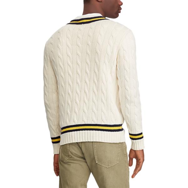 Cream W/ Navy And Yellow The Iconic Cricket Sweater Polo Ralph Lauren 5