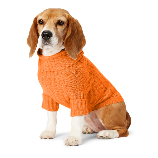 Resort Orange Heather Cable Cashmere Dog Sweater Ralph Lauren Pet 1